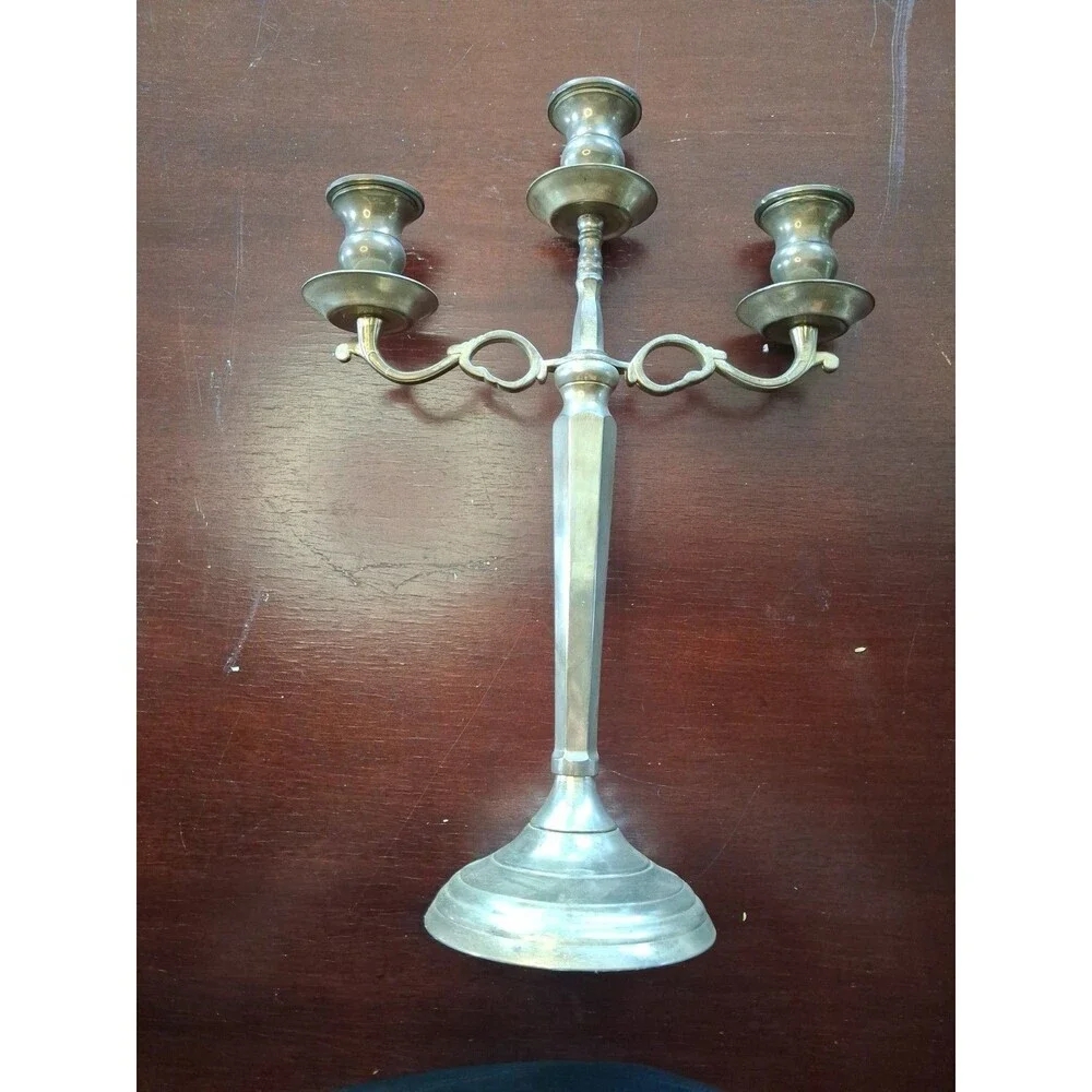 Vintage Godinger Silverplate Candelabras 3 Arm Holders Arms Silver Patina Rustic